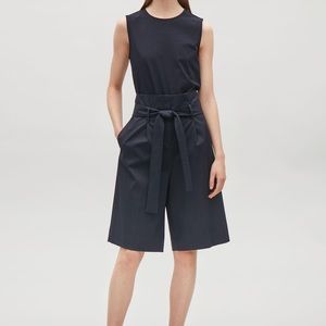 COS high rise paperbag style shorts with tie waist